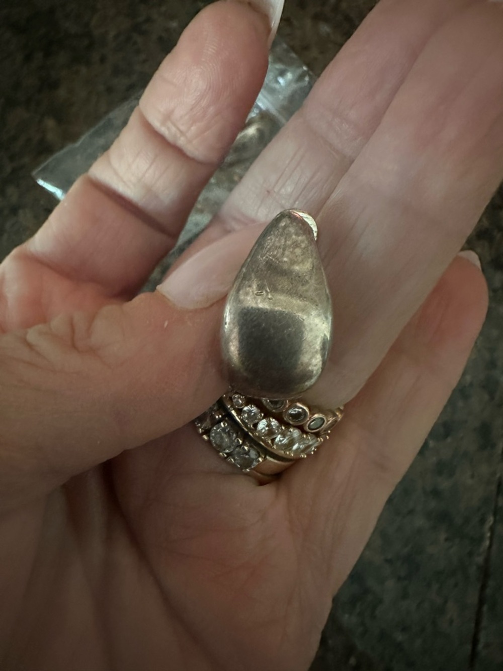 Silver Tone Teardrop Statement Ring - Women Jewelry